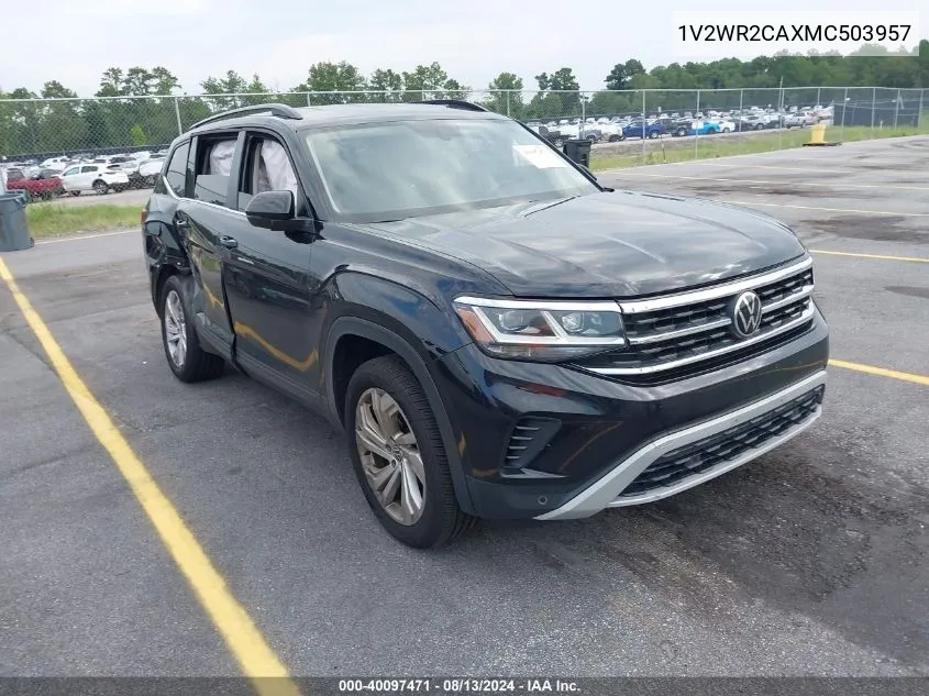 2021 Volkswagen Atlas 3.6L V6 Se W/Technology VIN: 1V2WR2CAXMC503957 Lot: 40097471