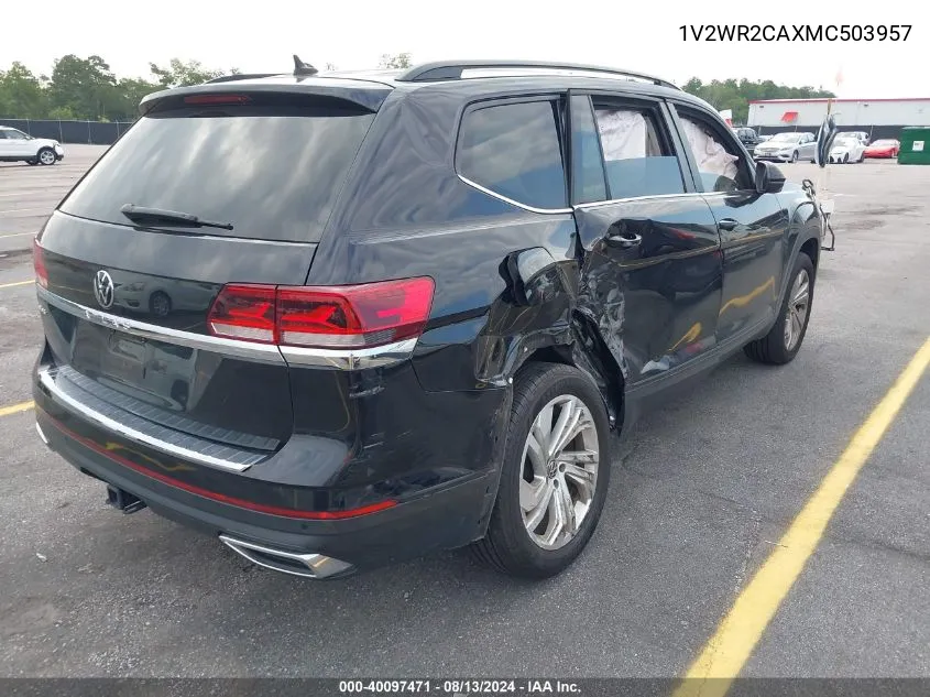 2021 Volkswagen Atlas 3.6L V6 Se W/Technology VIN: 1V2WR2CAXMC503957 Lot: 40097471