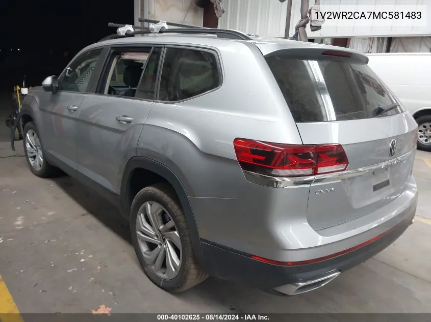 1V2WR2CA7MC581483 2021 Volkswagen Atlas 3.6L V6 Se W/Technology