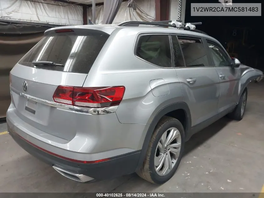 1V2WR2CA7MC581483 2021 Volkswagen Atlas 3.6L V6 Se W/Technology