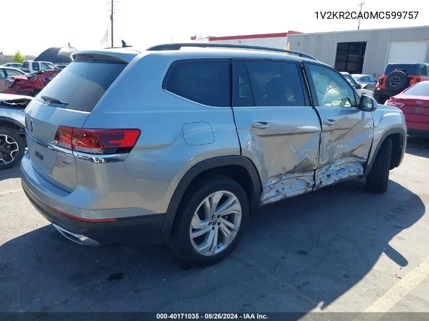 2021 Volkswagen Atlas 3.6L V6 Se W/Technology VIN: 1V2KR2CA0MC599757 Lot: 40171035