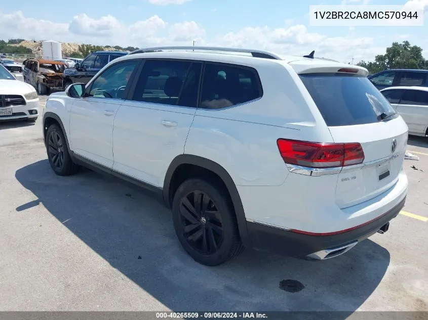 2021 Volkswagen Atlas 3.6L V6 Sel VIN: 1V2BR2CA8MC570944 Lot: 40265509