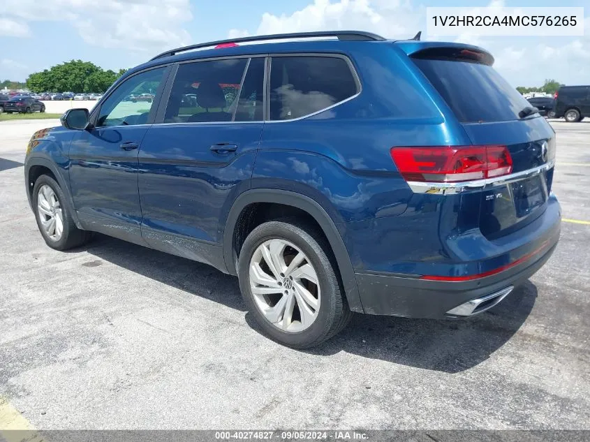 2021 Volkswagen Atlas Se VIN: 1V2HR2CA4MC576265 Lot: 40274827