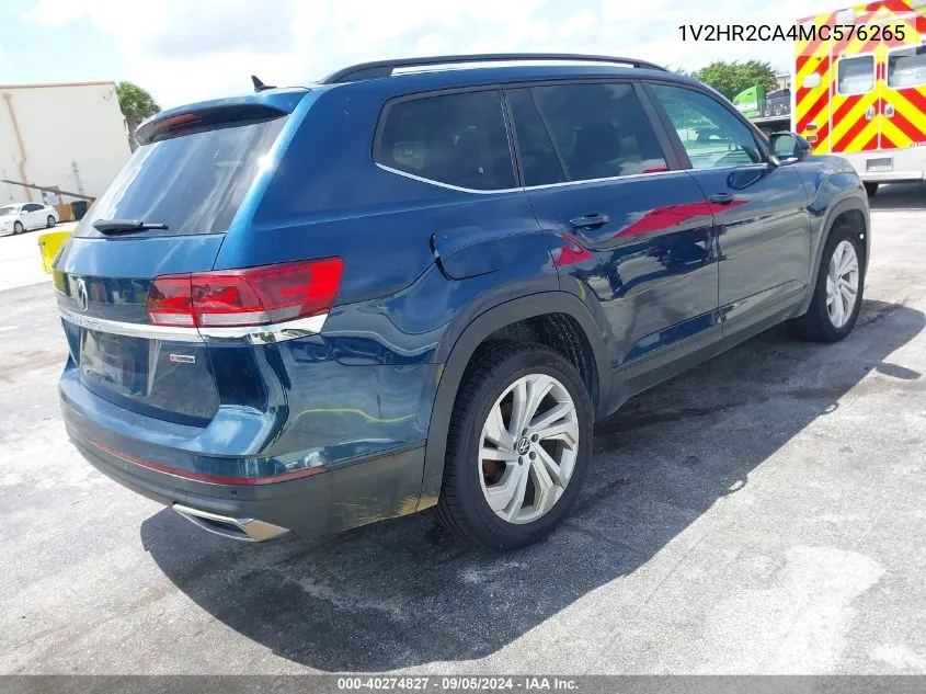 2021 Volkswagen Atlas Se VIN: 1V2HR2CA4MC576265 Lot: 40274827