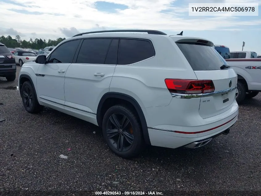 2021 Volkswagen Atlas 3.6L V6 Se W/Technology R-Line VIN: 1V2RR2CA4MC506978 Lot: 40290543