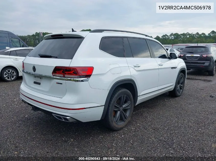 2021 Volkswagen Atlas 3.6L V6 Se W/Technology R-Line VIN: 1V2RR2CA4MC506978 Lot: 40290543