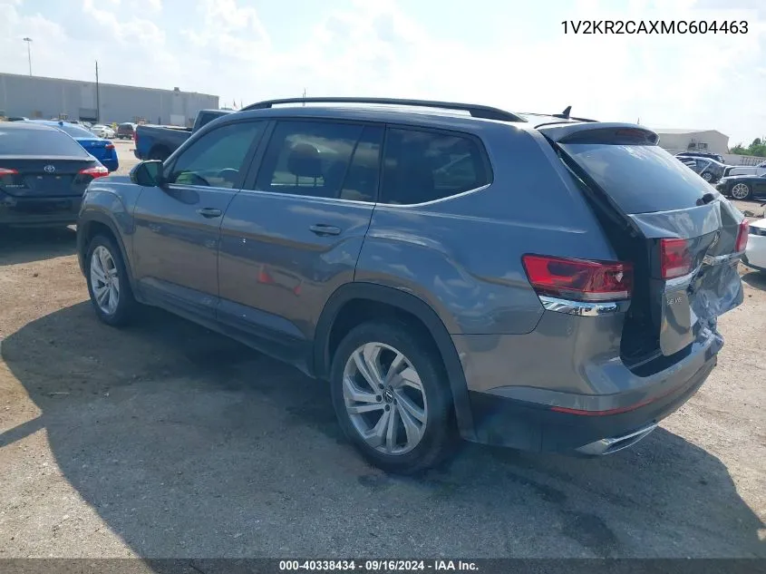 2021 Volkswagen Atlas 3.6L V6 Se W/Technology VIN: 1V2KR2CAXMC604463 Lot: 40338434