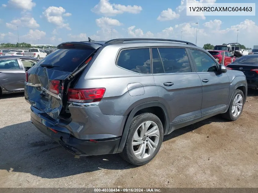 2021 Volkswagen Atlas 3.6L V6 Se W/Technology VIN: 1V2KR2CAXMC604463 Lot: 40338434