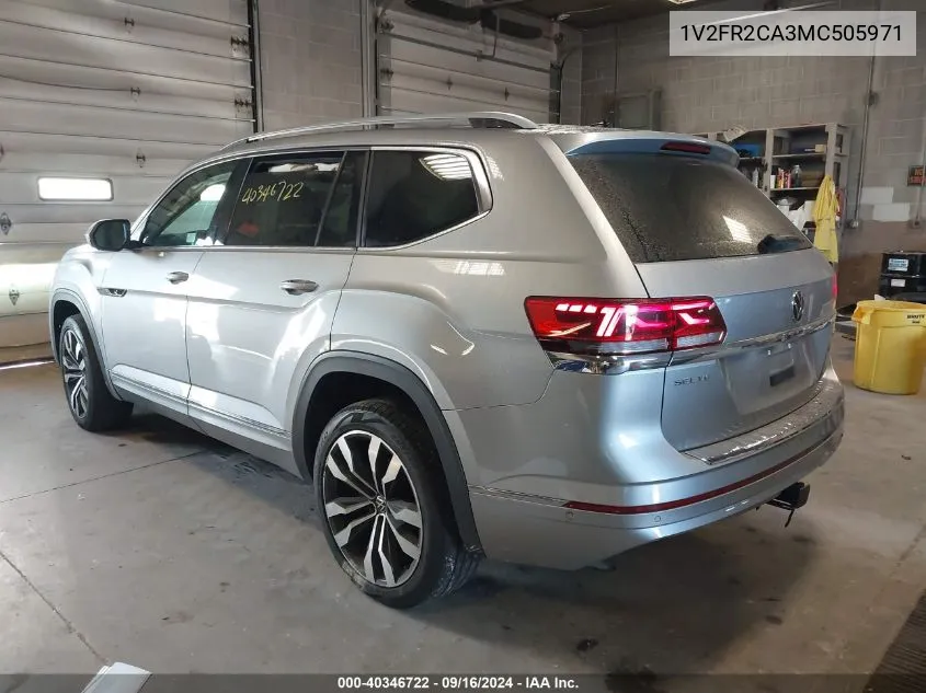 2021 Volkswagen Atlas 3.6L V6 Sel Premium R-Line VIN: 1V2FR2CA3MC505971 Lot: 40346722