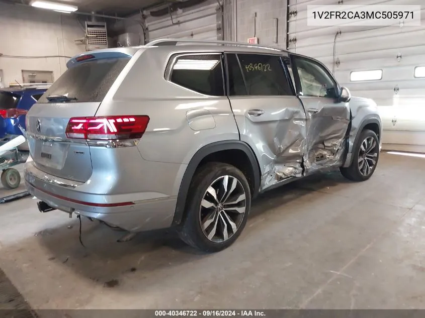 2021 Volkswagen Atlas 3.6L V6 Sel Premium R-Line VIN: 1V2FR2CA3MC505971 Lot: 40346722