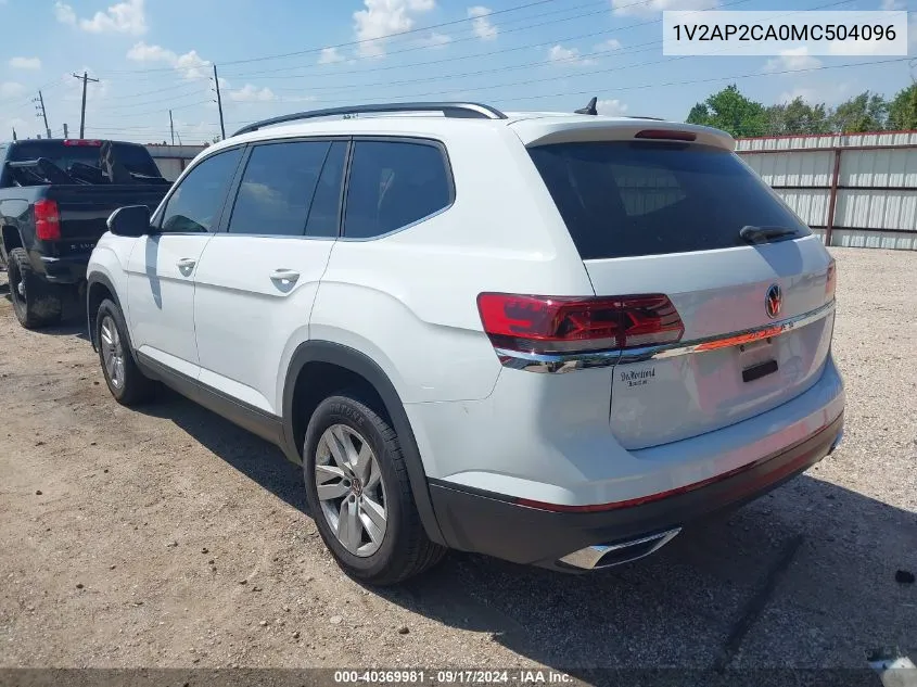 2021 Volkswagen Atlas 2.0T S VIN: 1V2AP2CA0MC504096 Lot: 40369981