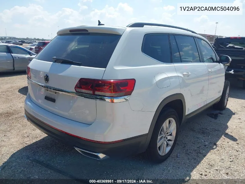 2021 Volkswagen Atlas 2.0T S VIN: 1V2AP2CA0MC504096 Lot: 40369981