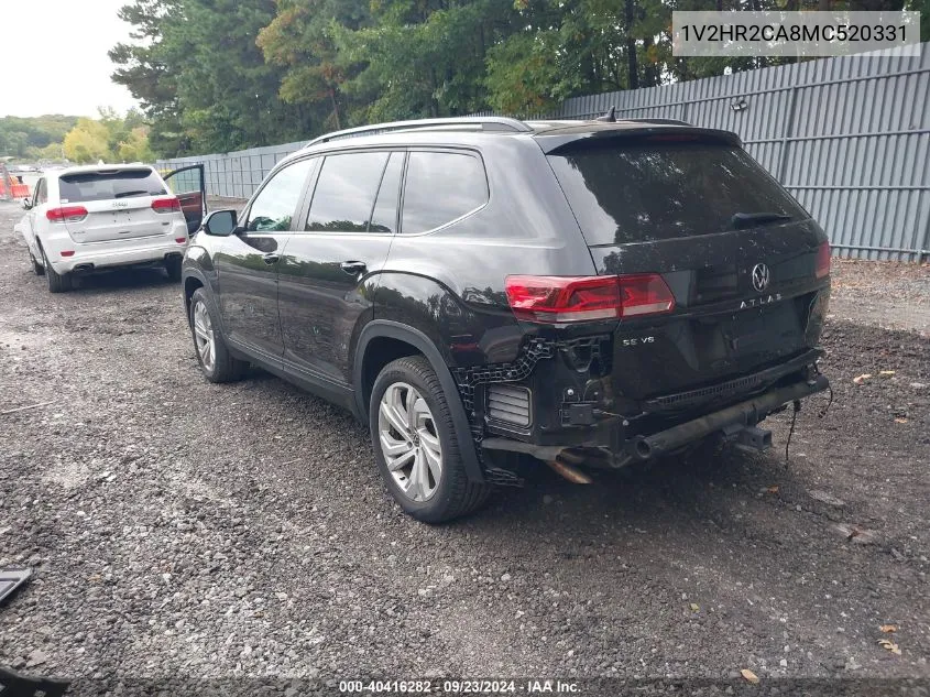 2021 Volkswagen Atlas 3.6L V6 Se W/Technology VIN: 1V2HR2CA8MC520331 Lot: 40416282