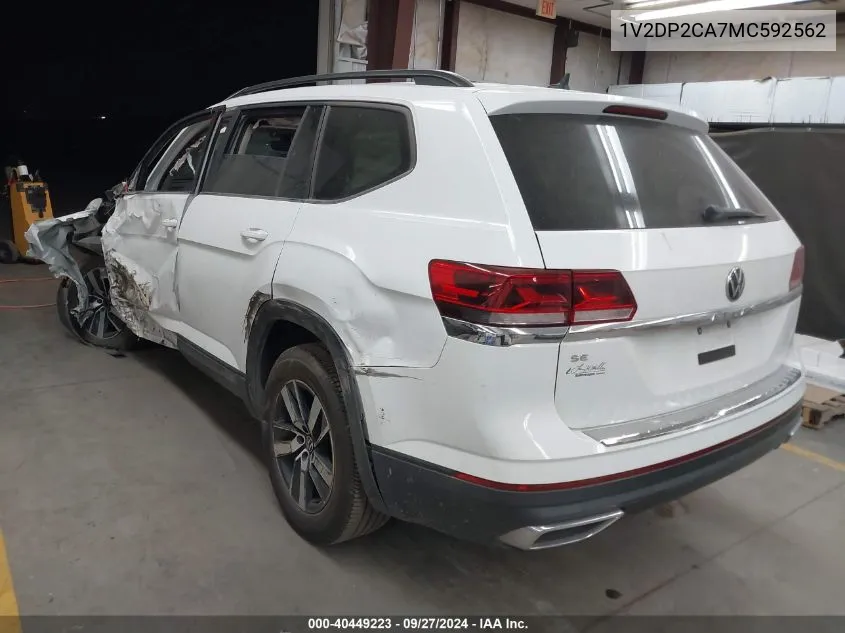 2021 Volkswagen Atlas 2.0T Se VIN: 1V2DP2CA7MC592562 Lot: 40449223