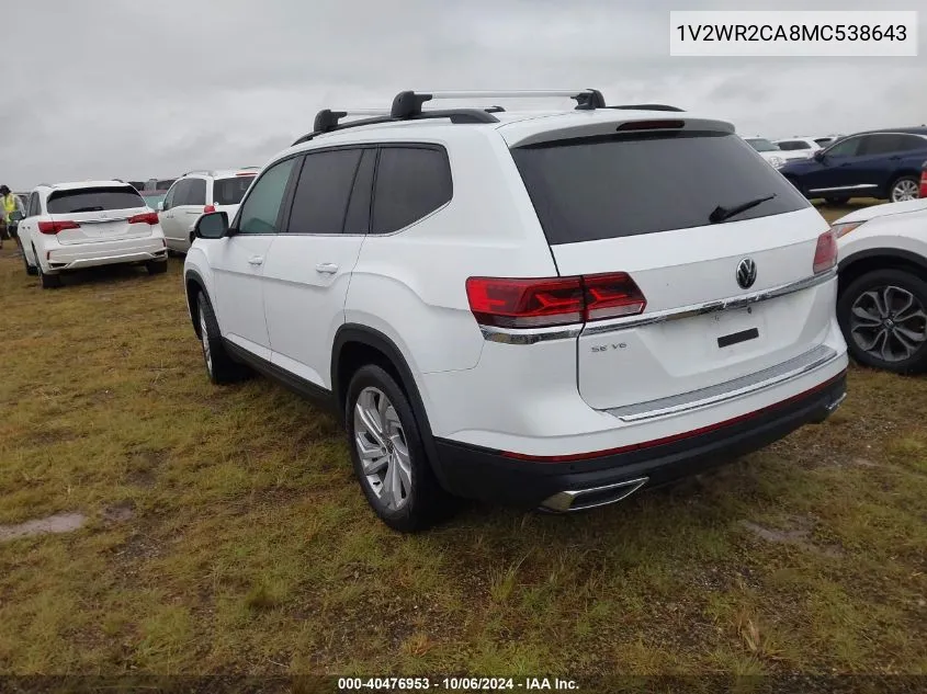 1V2WR2CA8MC538643 2021 Volkswagen Atlas Se