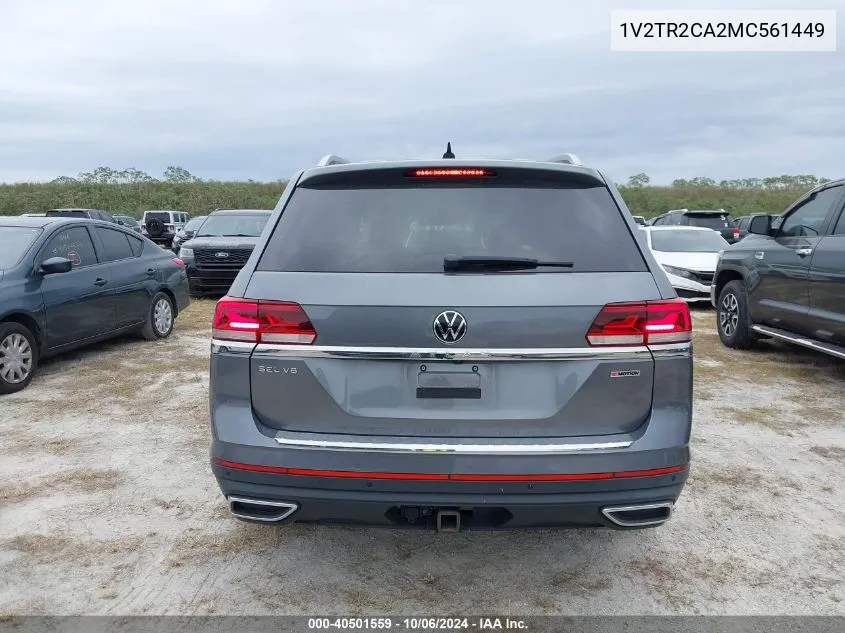 2021 Volkswagen Atlas 3.6L V6 Sel Premium VIN: 1V2TR2CA2MC561449 Lot: 40501559