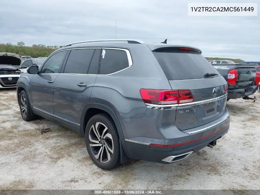 2021 Volkswagen Atlas 3.6L V6 Sel Premium VIN: 1V2TR2CA2MC561449 Lot: 40501559