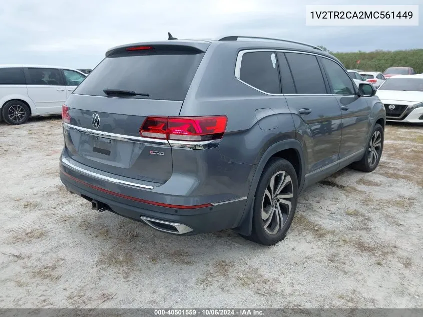 2021 Volkswagen Atlas 3.6L V6 Sel Premium VIN: 1V2TR2CA2MC561449 Lot: 40501559