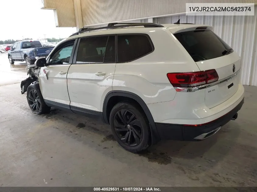 2021 Volkswagen Atlas Se VIN: 1V2JR2CA2MC542374 Lot: 40529531