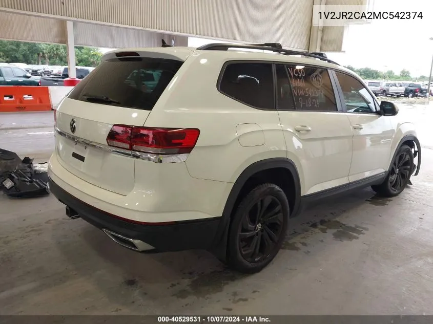 2021 Volkswagen Atlas Se VIN: 1V2JR2CA2MC542374 Lot: 40529531