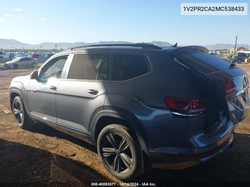 2021 Volkswagen Atlas Se VIN: 1V2PR2CA2MC538433 Lot: 40593577