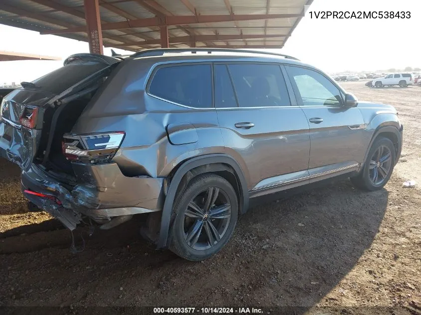 2021 Volkswagen Atlas Se VIN: 1V2PR2CA2MC538433 Lot: 40593577