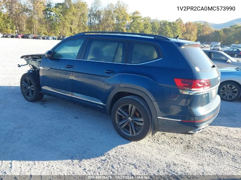 2021 Volkswagen Atlas 3.6L V6 Se W/Technology R-Line VIN: 1V2PR2CA0MC573990 Lot: 40638475