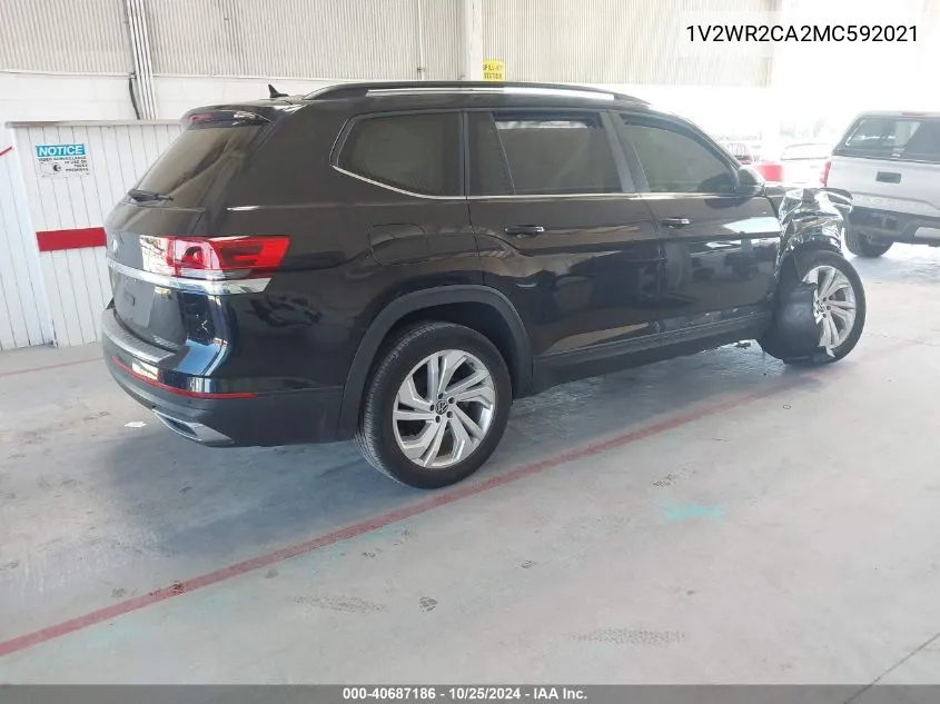 2021 Volkswagen Atlas 3.6L V6 Se W/Technology VIN: 1V2WR2CA2MC592021 Lot: 40687186