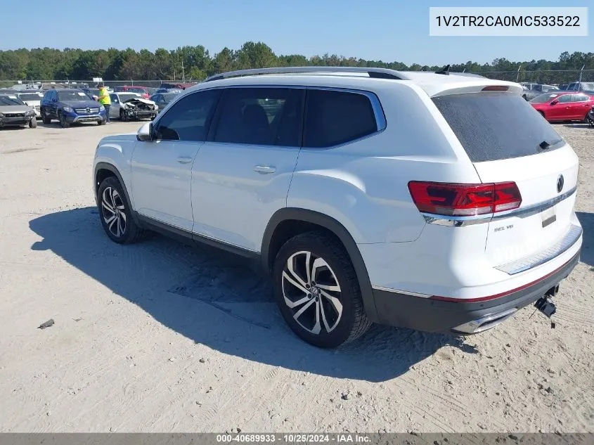 2021 Volkswagen Atlas 3.6L V6 Sel Premium VIN: 1V2TR2CA0MC533522 Lot: 40689933