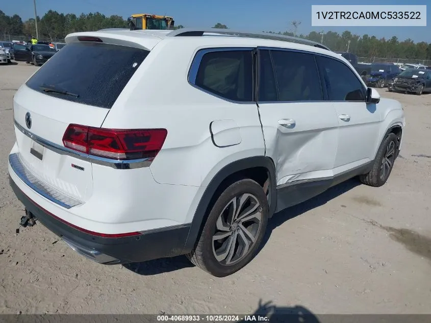 2021 Volkswagen Atlas 3.6L V6 Sel Premium VIN: 1V2TR2CA0MC533522 Lot: 40689933