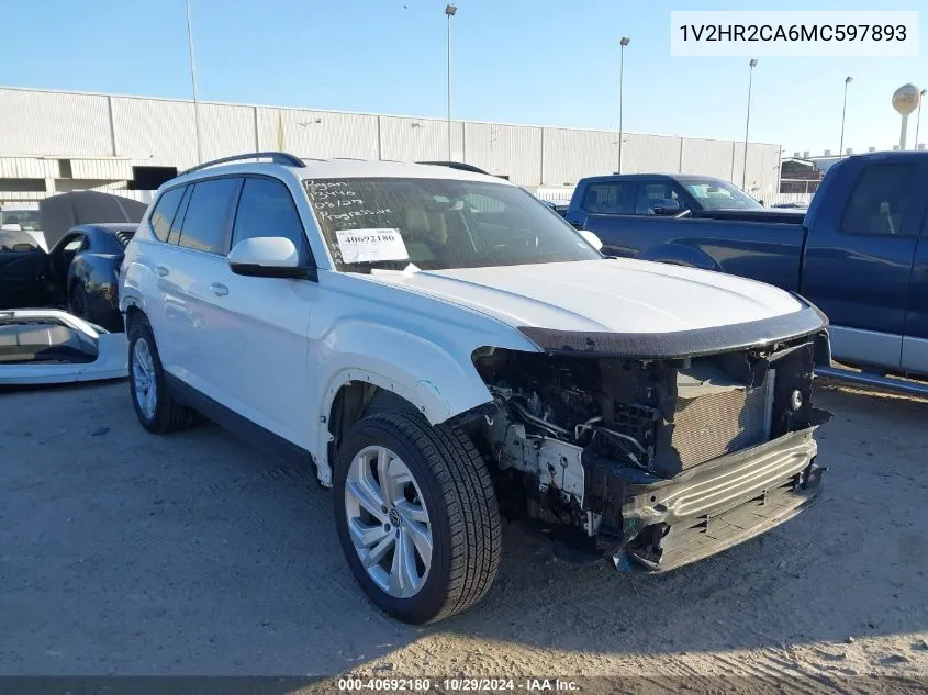 2021 Volkswagen Atlas 3.6L V6 Se W/Technology VIN: 1V2HR2CA6MC597893 Lot: 40692180