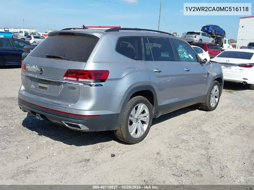 2021 Volkswagen Atlas 3.6L V6 Se W/Technology VIN: 1V2WR2CA0MC516118 Lot: 40715827