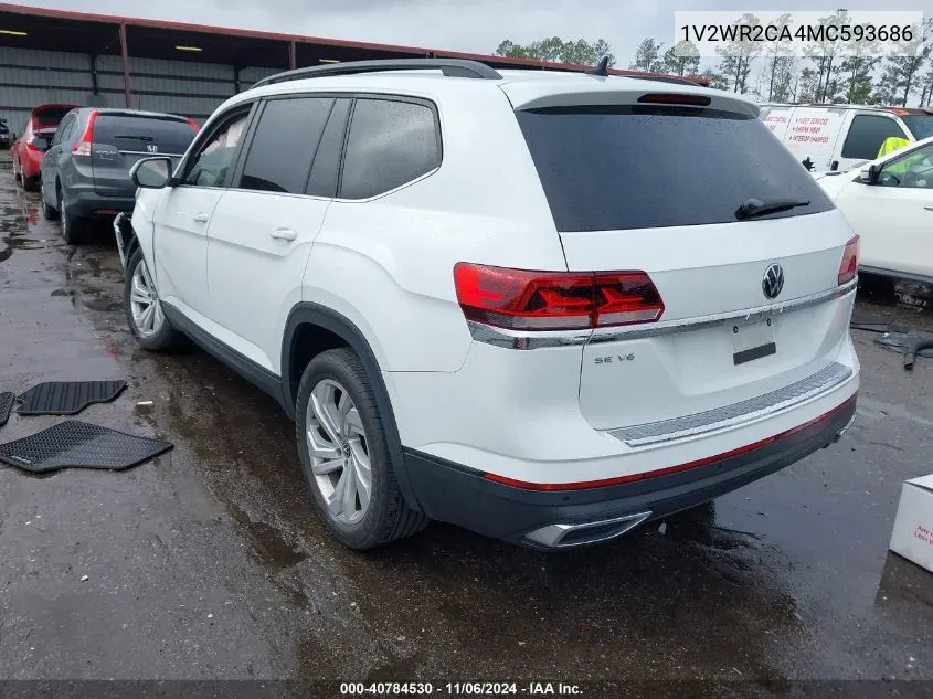 2021 Volkswagen Atlas 3.6L V6 Se W/Technology VIN: 1V2WR2CA4MC593686 Lot: 40784530