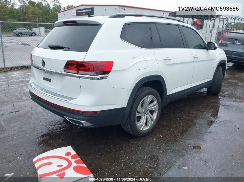 2021 Volkswagen Atlas 3.6L V6 Se W/Technology VIN: 1V2WR2CA4MC593686 Lot: 40784530