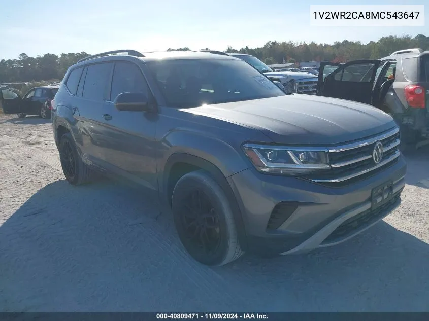 2021 Volkswagen Atlas 3.6L V6 Se W/Technology VIN: 1V2WR2CA8MC543647 Lot: 40809471