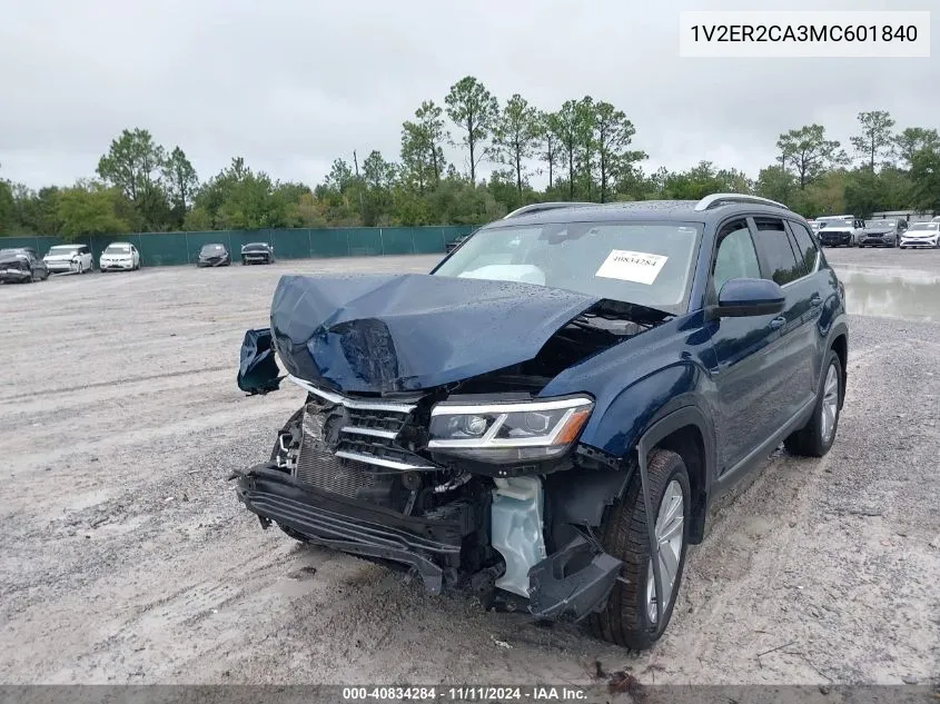 2021 Volkswagen Atlas 3.6L V6 Sel VIN: 1V2ER2CA3MC601840 Lot: 40834284