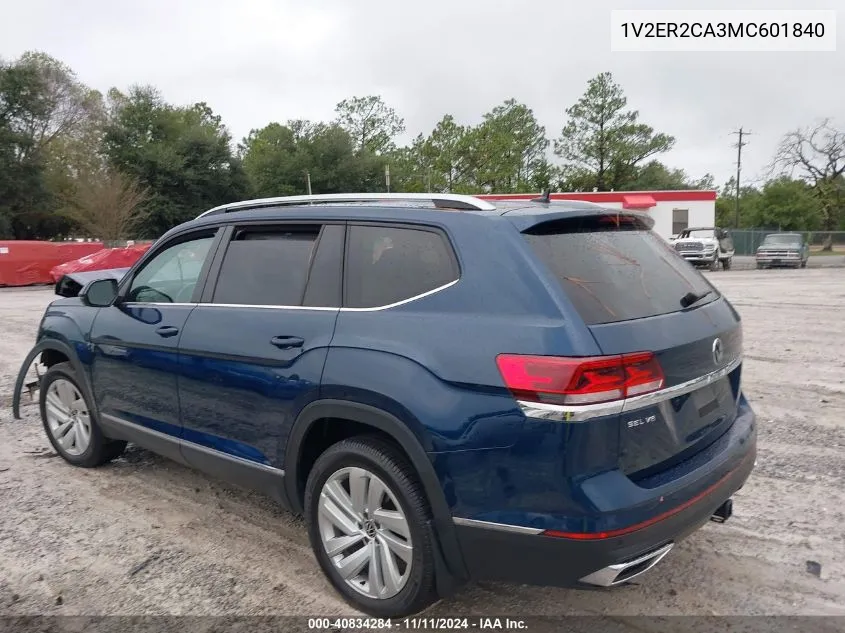 2021 Volkswagen Atlas 3.6L V6 Sel VIN: 1V2ER2CA3MC601840 Lot: 40834284