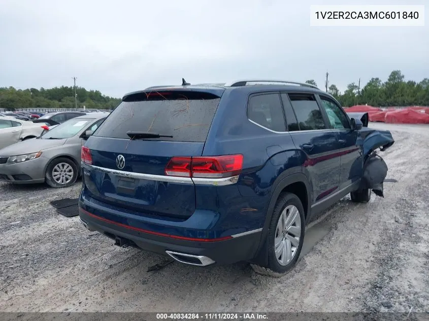 2021 Volkswagen Atlas 3.6L V6 Sel VIN: 1V2ER2CA3MC601840 Lot: 40834284