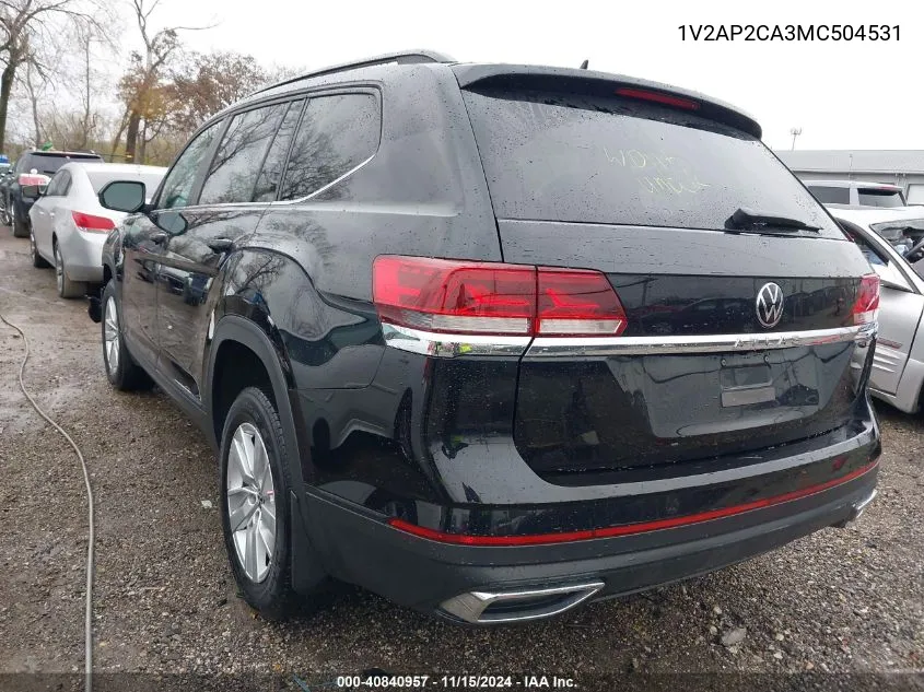 2021 Volkswagen Atlas 2.0T S VIN: 1V2AP2CA3MC504531 Lot: 40840957