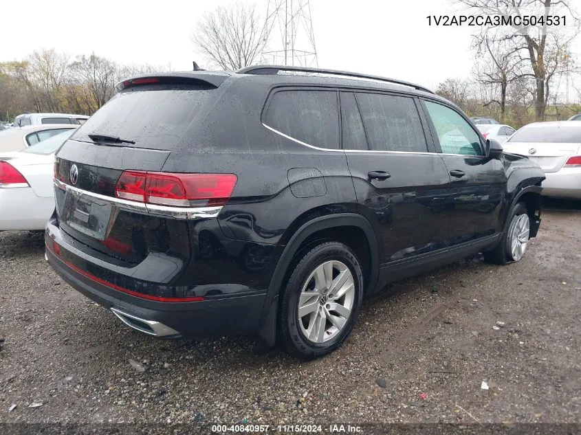 2021 Volkswagen Atlas 2.0T S VIN: 1V2AP2CA3MC504531 Lot: 40840957