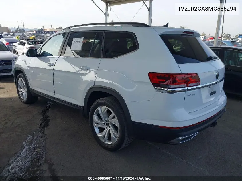 2021 Volkswagen Atlas 3.6L V6 Se W/Technology VIN: 1V2JR2CA8MC556294 Lot: 40885667