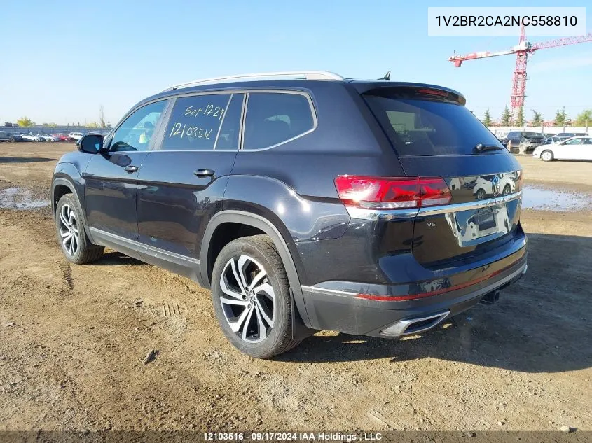 2022 Volkswagen Atlas VIN: 1V2BR2CA2NC558810 Lot: 12103516