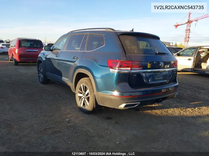 2022 Volkswagen Atlas VIN: 1V2LR2CAXNC543735 Lot: 12113607