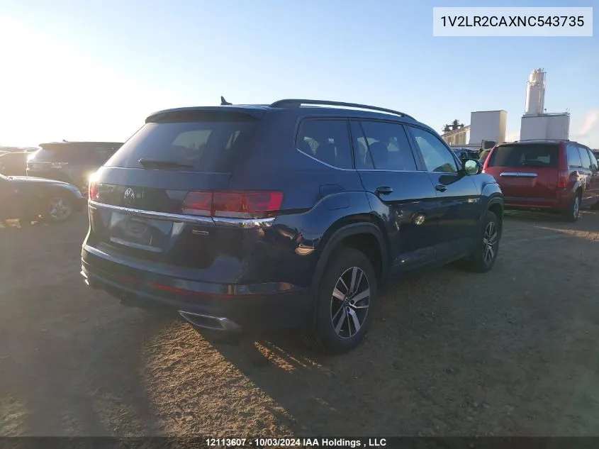 2022 Volkswagen Atlas VIN: 1V2LR2CAXNC543735 Lot: 12113607