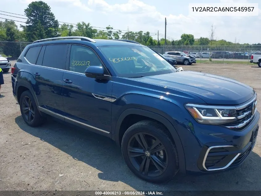 2022 Volkswagen Atlas 3.6L V6 Sel R-Line VIN: 1V2AR2CA6NC545957 Lot: 40006213