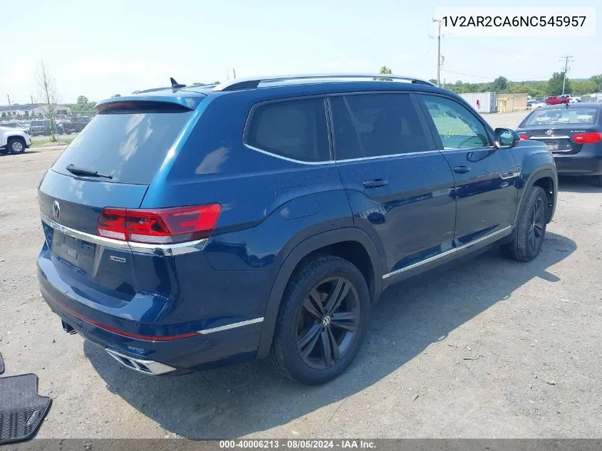 2022 Volkswagen Atlas 3.6L V6 Sel R-Line VIN: 1V2AR2CA6NC545957 Lot: 40006213