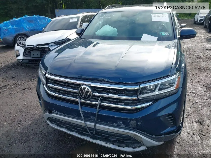 2022 Volkswagen Atlas 2.0T Se W/Technology VIN: 1V2KP2CA3NC505278 Lot: 40068616