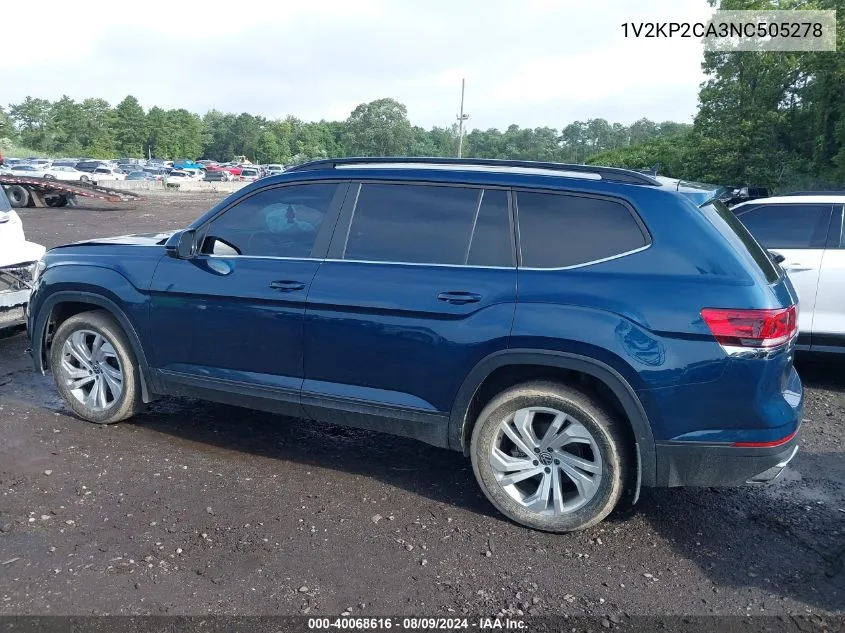 1V2KP2CA3NC505278 2022 Volkswagen Atlas 2.0T Se W/Technology