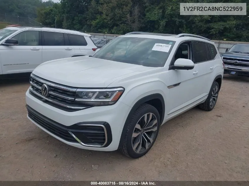 2022 Volkswagen Atlas 3.6L V6 Sel Premium R-Line VIN: 1V2FR2CA8NC522959 Lot: 40083715