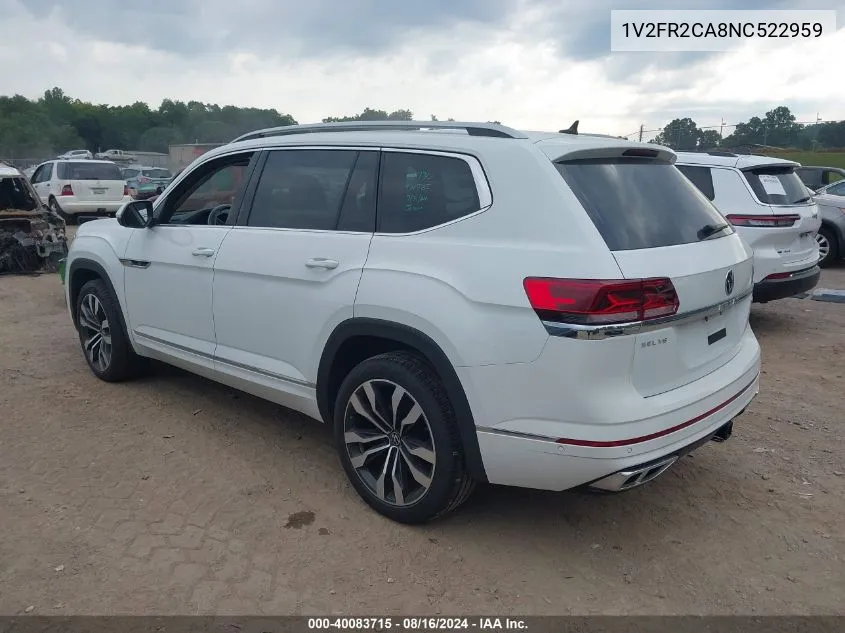 1V2FR2CA8NC522959 2022 Volkswagen Atlas 3.6L V6 Sel Premium R-Line